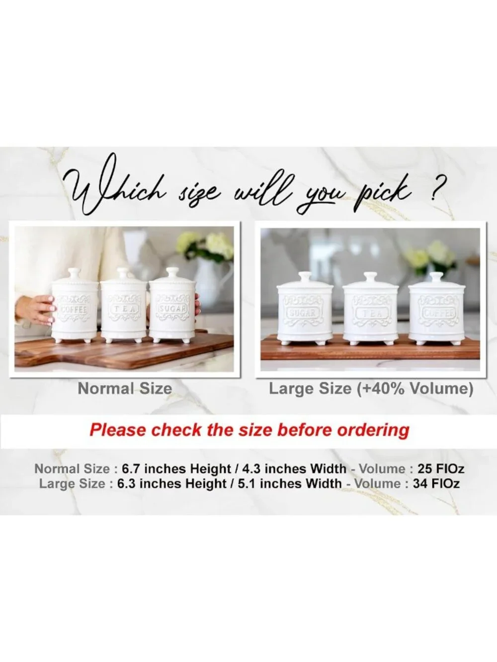 3-Piece Ceramic Canister Set - 35 Oz Each, Airtight Lids, Kitchen Storage